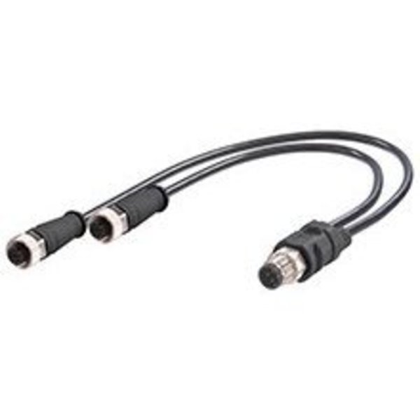 Woodhead Micro-Change (M12) In-Line Splitter With Knurled Hexnuts, 4 Pole 884A30B30M006